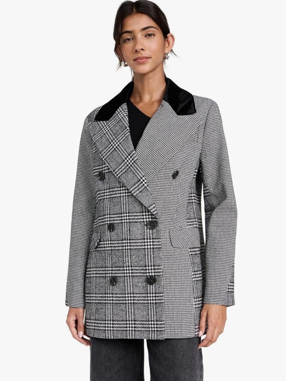 NWT Anthropologie size XS double breasted blazer in plaid by Avec Les Filles - Picture 2 of 13